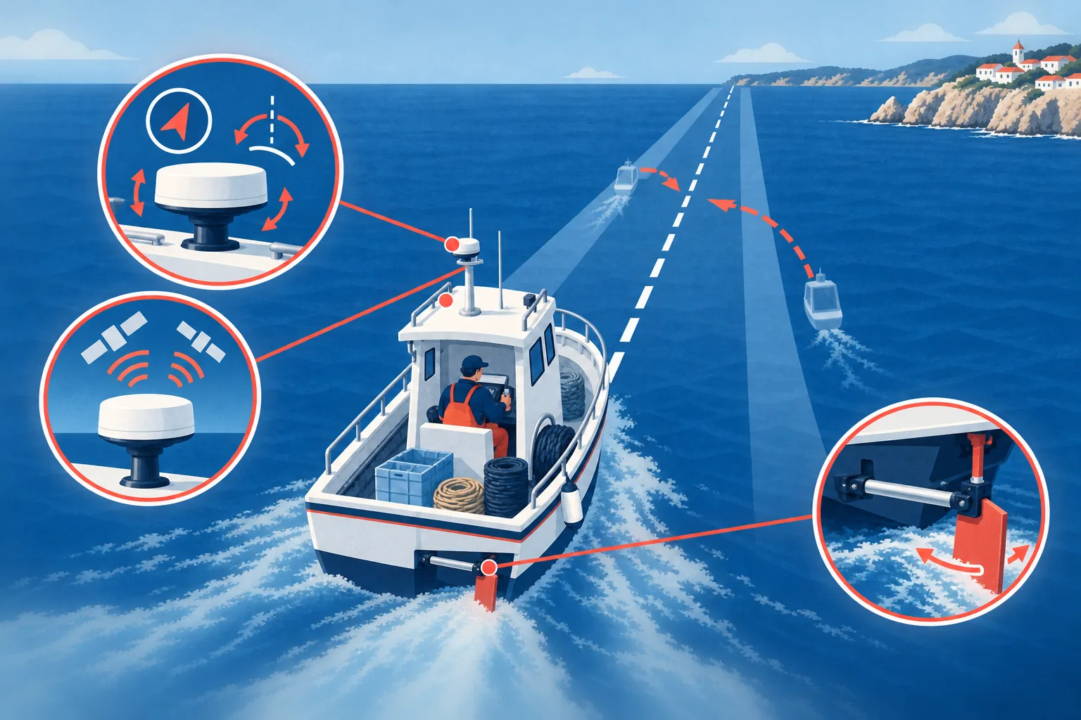 Bussola, GPS e attuatore collaborano per una correzione proporzionale