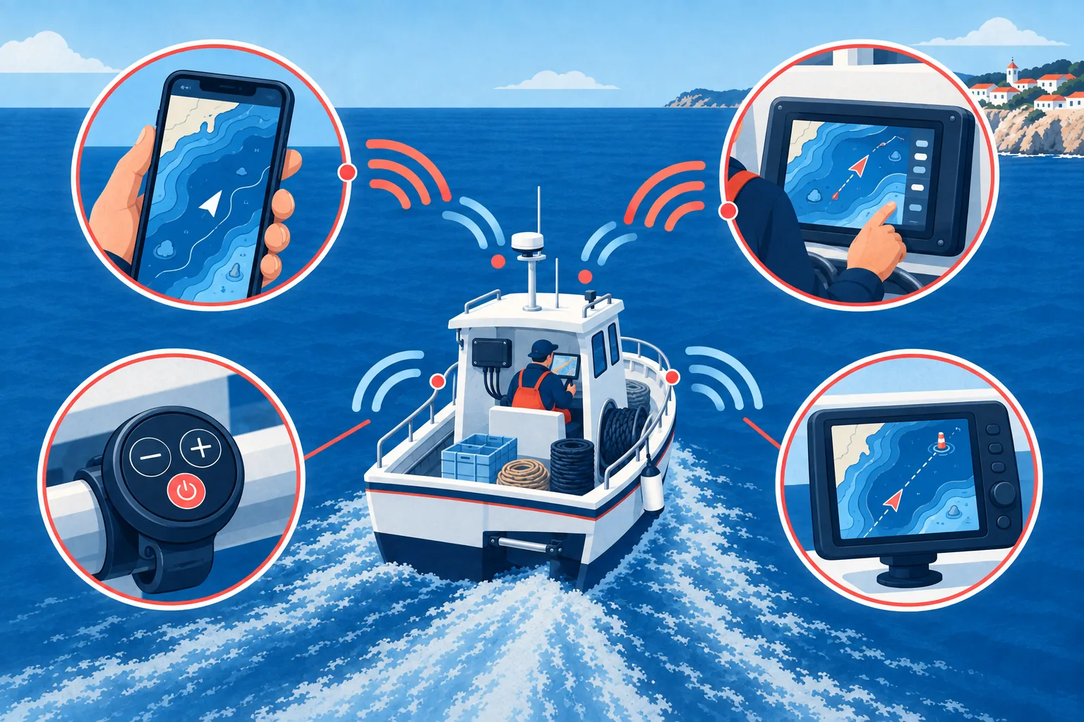 App, display, telecomando e chartplotter collegati localmente a EUNO